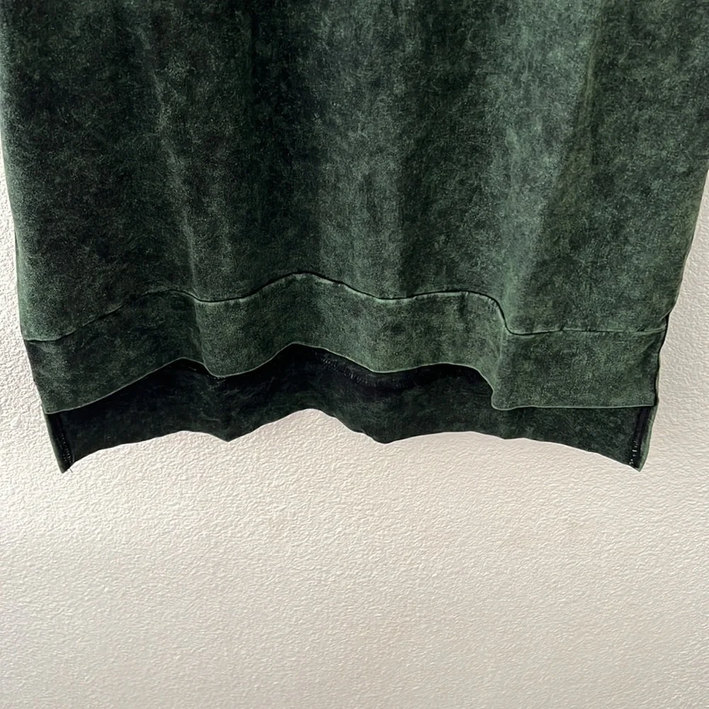 ZENANA • Green Acid Washed Hoodie Sweater Long Sleeve High-Low Dress w/ Pockets - Picture 5 of 7